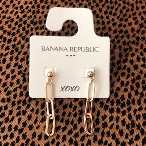 Drop Chain Gold Stud Earrings NWT